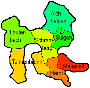 Schematische Darstellung des Gebiets der Herrschaft Schramberg